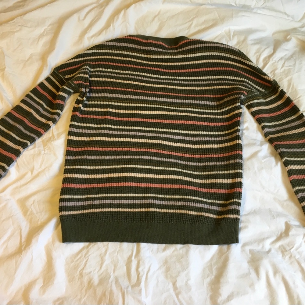 Wallace Lake Waffle sweater organic cotton REI green pink medium - Picture 3 of 14